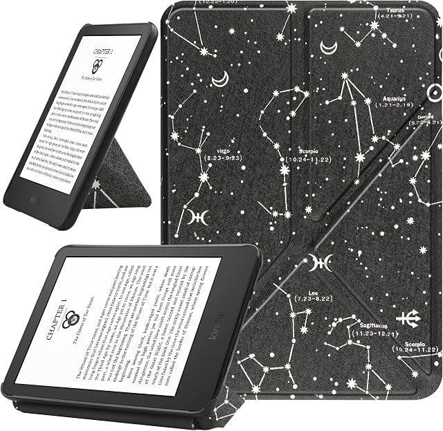 HoYiXi Case for 6-inch All-new Kindle 11th Generation 2022 Release Slim Leather Protective Cover with Foldable Stand Painted Shell - constellation