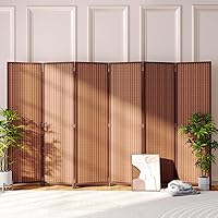 Vista 13 de JOSTYLE Divisor de habitación, pantalla de privacidad plegable, pantalla divisora de habitación de 6 paneles, panel divisor de bambú de 6 pies