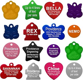Providence Engraving Personalized Anodized Aluminum Pet ID Tags - 8 Shapes, 9 Colors, Small/Large for Dogs & Cats