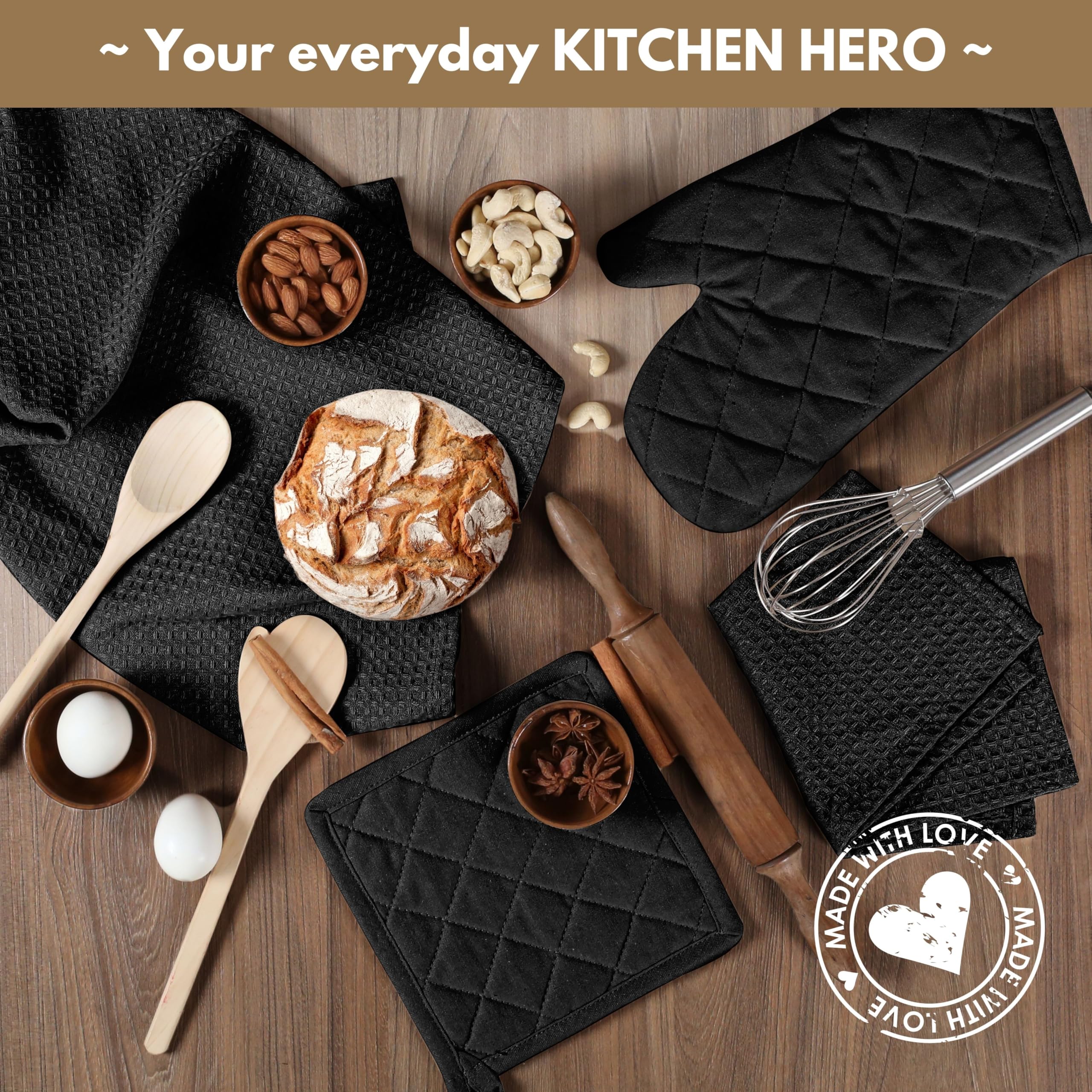 Native Fab Ensemble de cuisine 10 pièces – Torchons et torchons de cuisine 100 % coton, résistants à la chaleur, doux, absorbants et durables, parfaits pour la cuisine, la pâtisserie et une