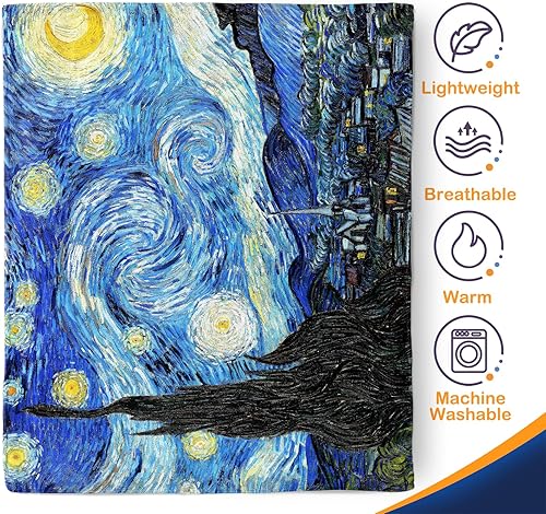 Miniatura 4 de Manta con texto en inglés The Starry Night de Vincent Van Gogh  Impresión artística abstracta de país, regalos para mujeres, hombres, niños, papá,