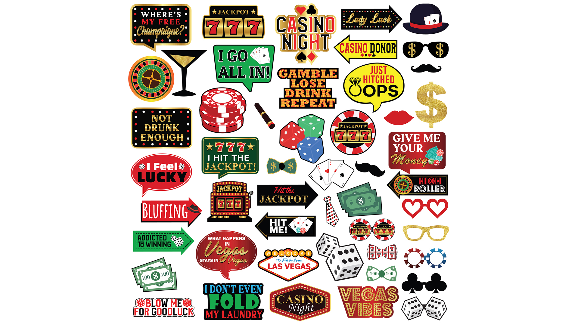 Sterling James Co. Pancarta Brillante Con Temática De Casino - Cumpleaños De Las Vegas Y Decoraciones Para Despedida De Soltera - Guirnalda De Fiesta De Póquer, Favores Y Suministros