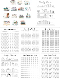 Reading Tracker Bookmark Stickers - 8 Sheets of 6x8 Inch Book Reading Pr...