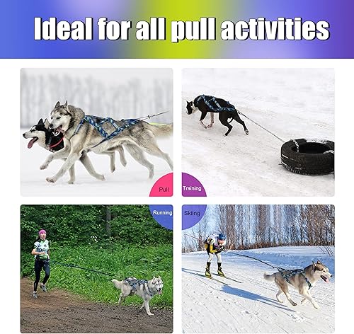 Miniatura 7 de PET ARTIST Arnés de tracción de peso para perro, entrenamiento de velocidad, arnés de trineo para perros medianos y grandes, azul, XL