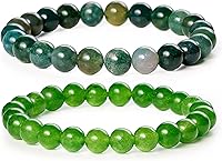 Vista 1 de Bivei Natural Gemstone Semi Precious Healing Crystals Handmade Stretchy Round Beads Bracelet, Enhance Positive Energy