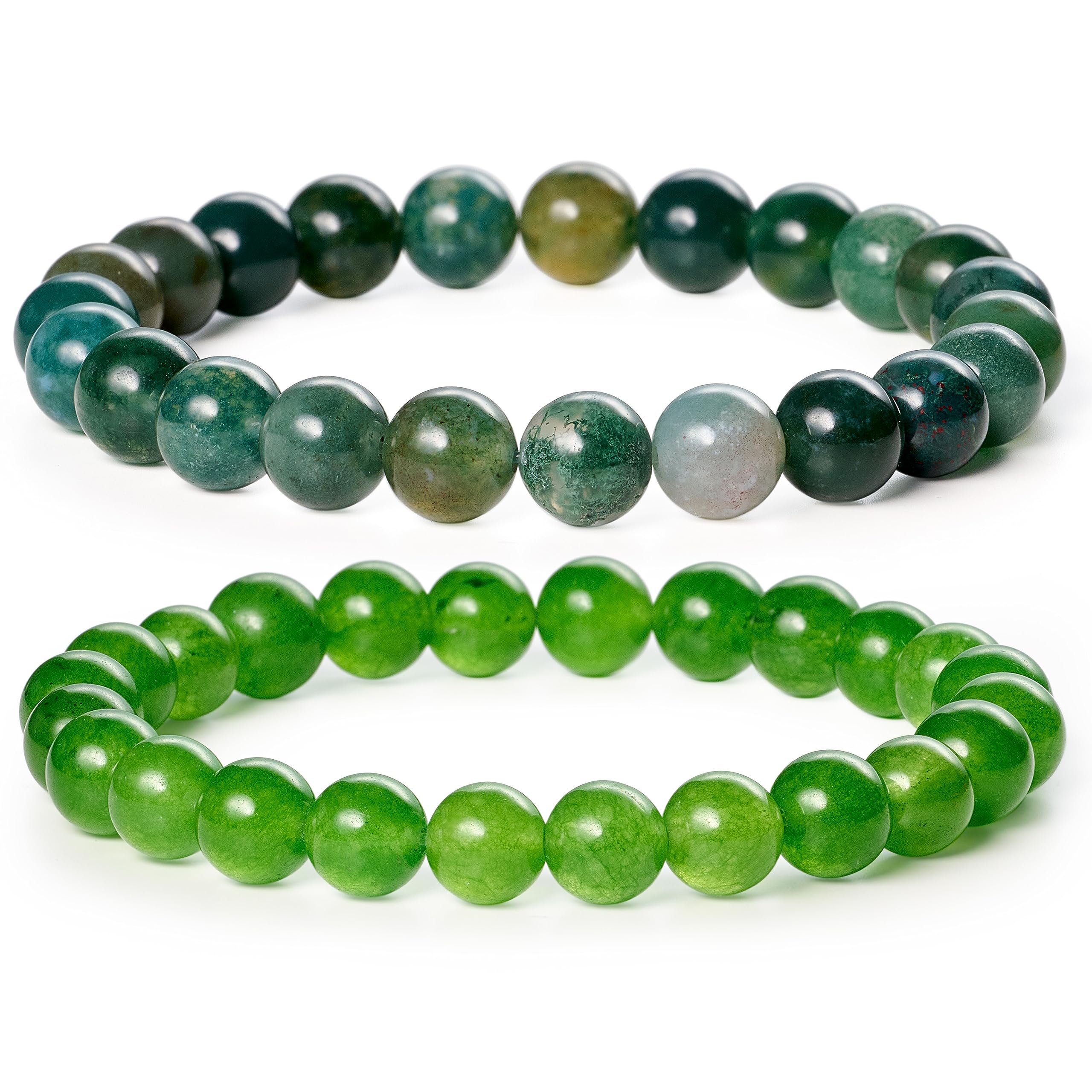 Bivei Natural Gemstone Semi Precious Healing Crystals Handmade Stretchy Round Beads Bracelet,Stocking Stuffers for Women Enhance Positive Energy