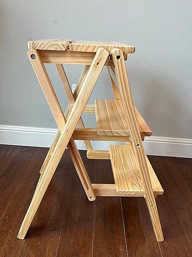 Miniatura 3 de Taburete escalonado, plegable de 4 o 3 escalones, portátil, hecho de madera maciza, tres colores disponibles (4 escalones negro)