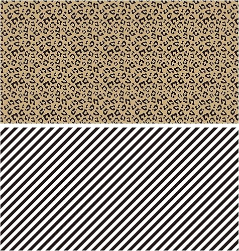 Miniatura 3 de WRAPAHOLIC Papel de regalo reversible de leopardo, mini rollo, 17 pulgadas x 33 pies, estampado de leopardo con brillo metálico y diseño de rayas