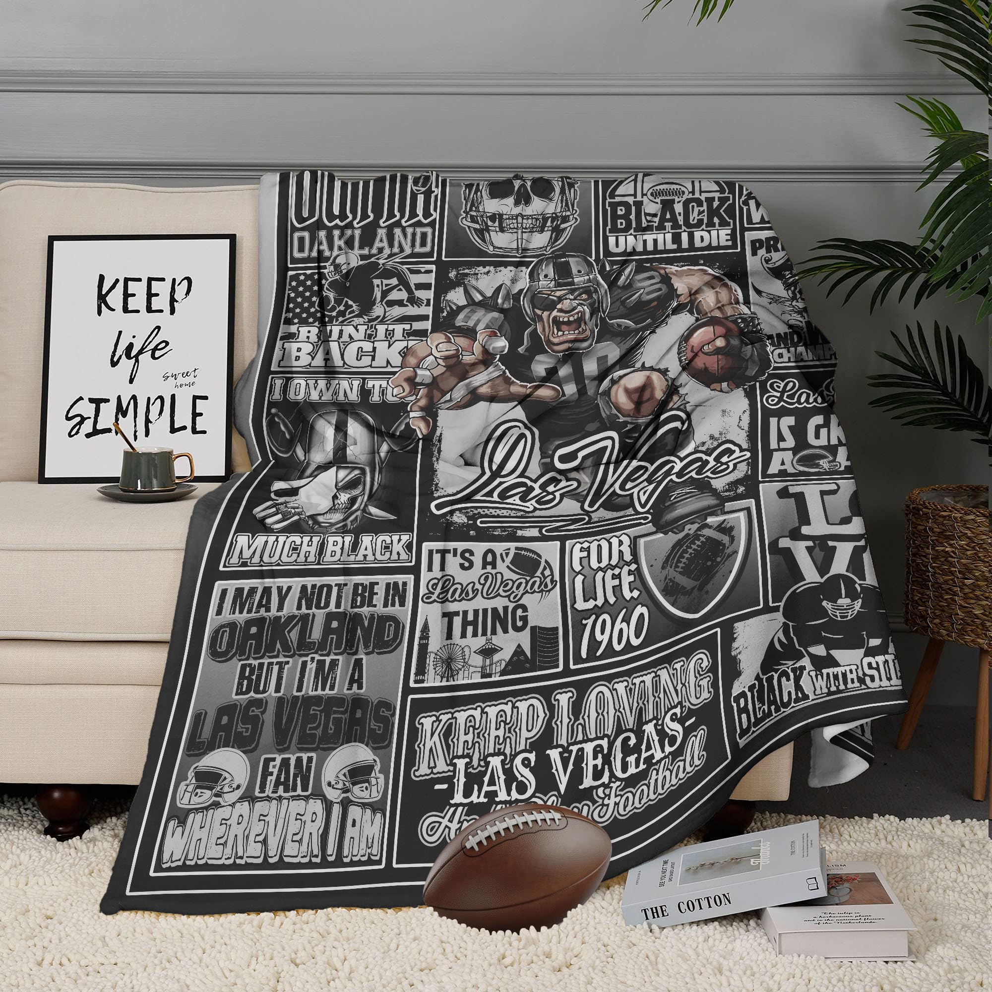 Football Throw Blanket Football Team Color 60"x50" Fan Gifts for Men Women Sport Blanket Sofa Bed Couch Living Room.