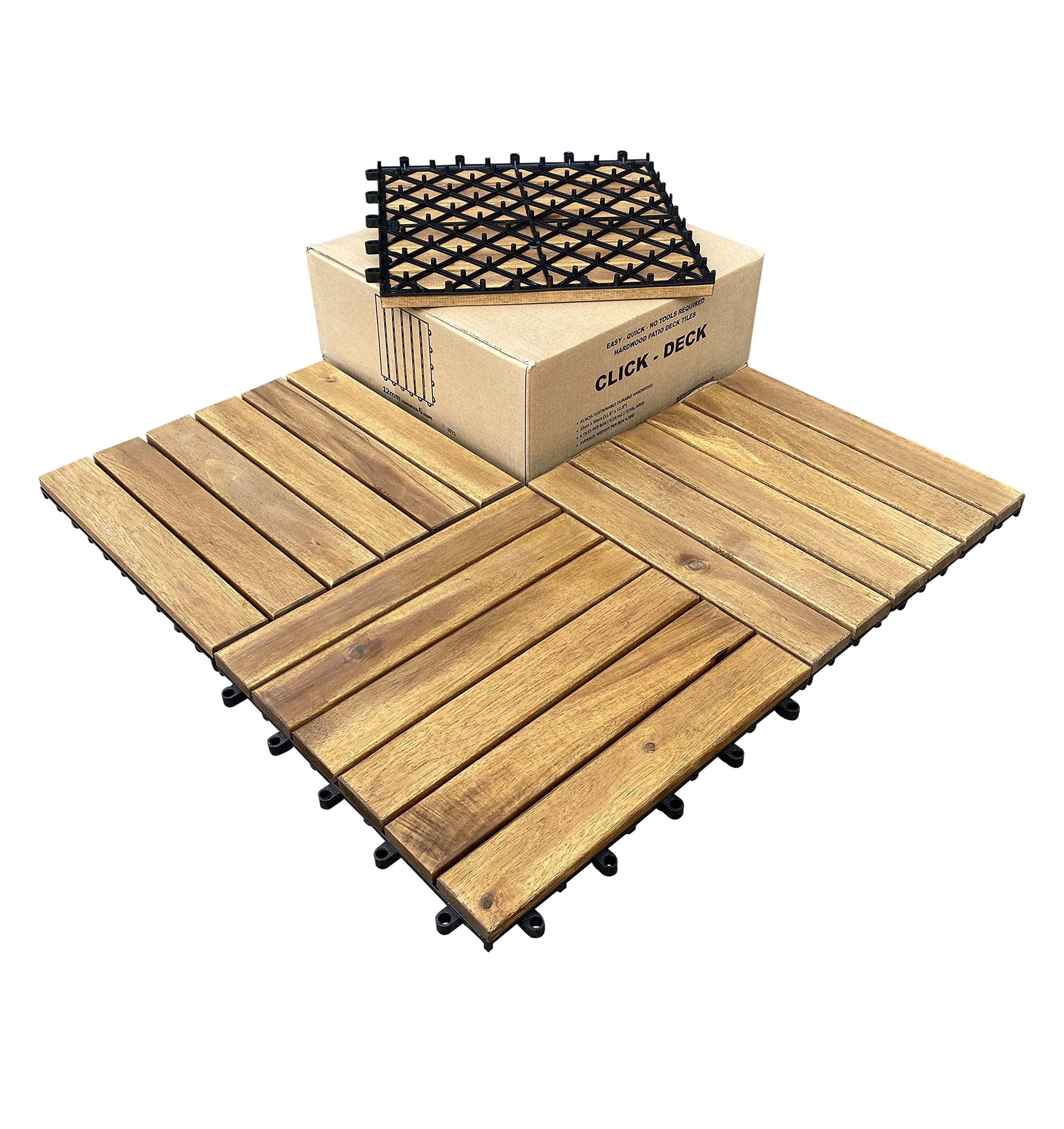 ClickDeck Hardwood Decking Tiles & Straight Edges Combination Patio
