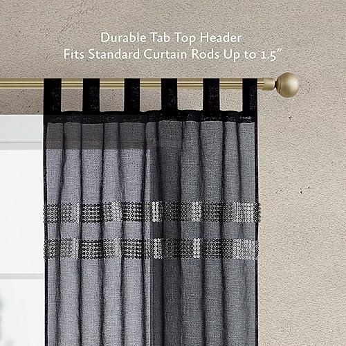 Miniatura 4 de Jessica Simpson - Cortina transparente Milly Bling  Cortinas para panel de ventana  Cortinas ligeras  Juego de 2 paneles con 2 alzapaños