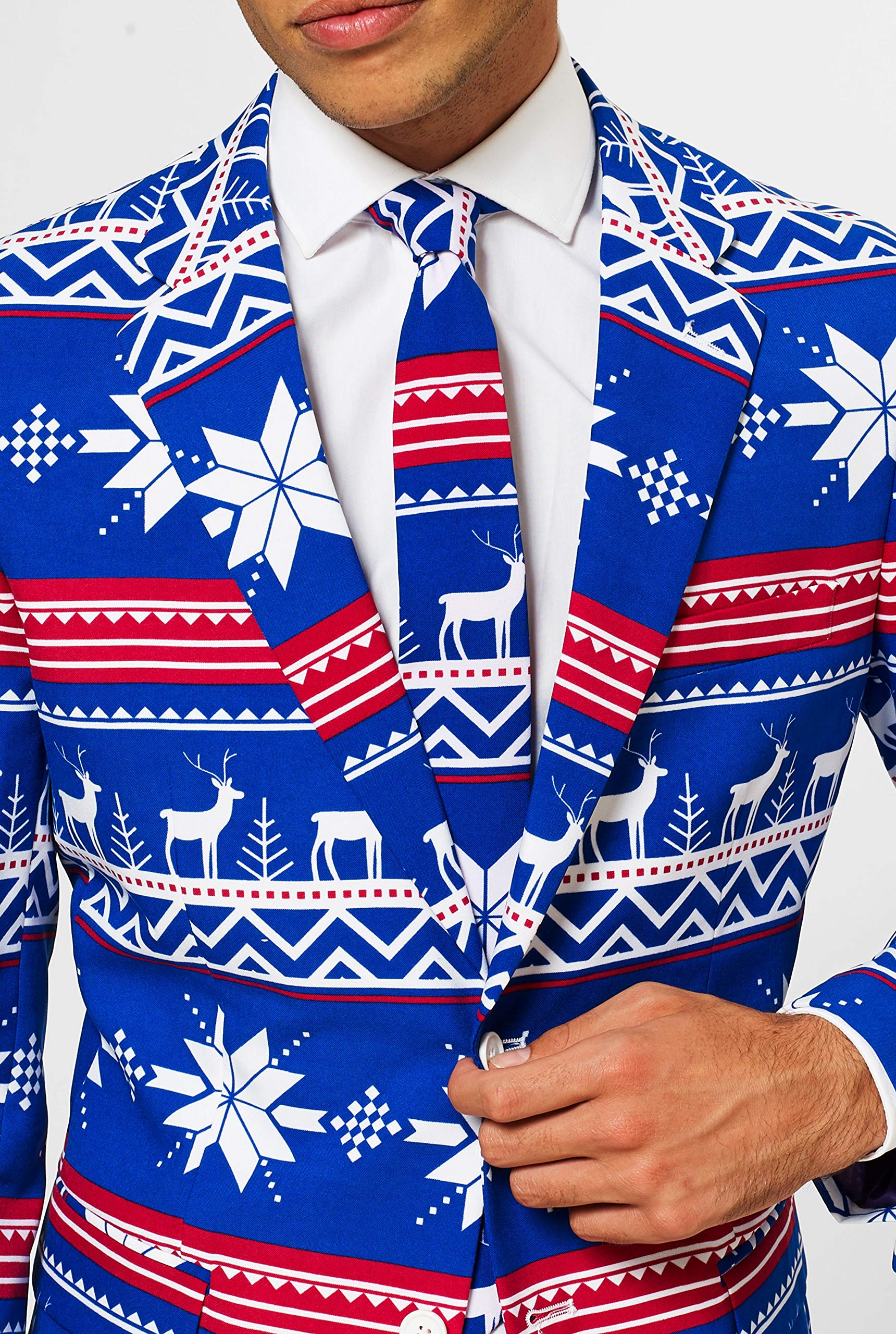 OppoSuits Fun Ugly Christmas Suits For Men – The Rudolph – Full Suit: Jacket, Pants & Tie Traje de Hombre Hombre