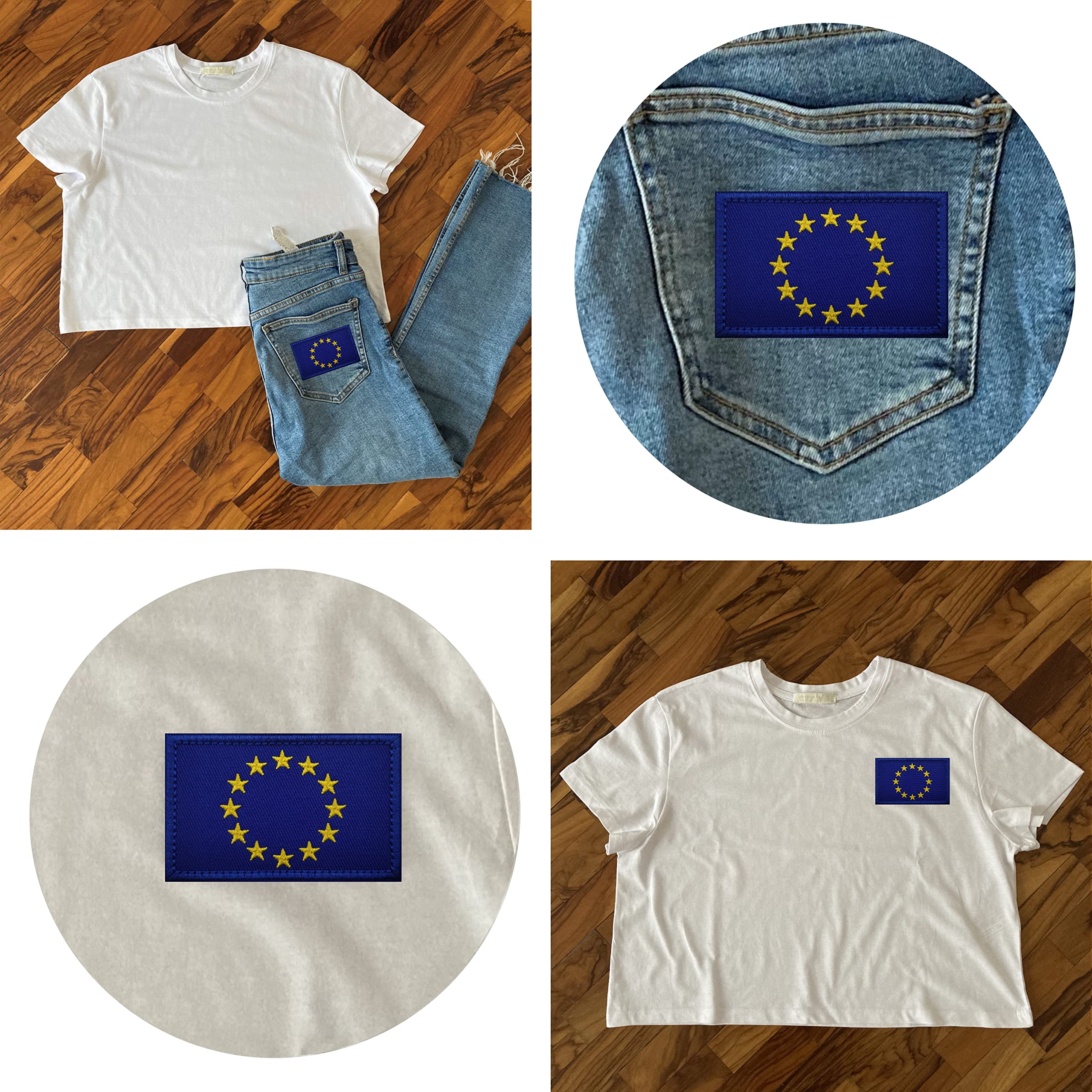 Toppa Con Bandiera Dell'Unione Europea Da 3 Pezzi Toppa Ricamata Con