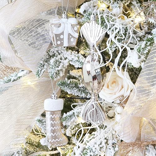 Miniatura 6 de Sea Team Juego de 50 adornos de bolas de Navidad inastillables, bolas, bastones de caramelo, campanas, copos de nieve, colgantes, gotas de remate,