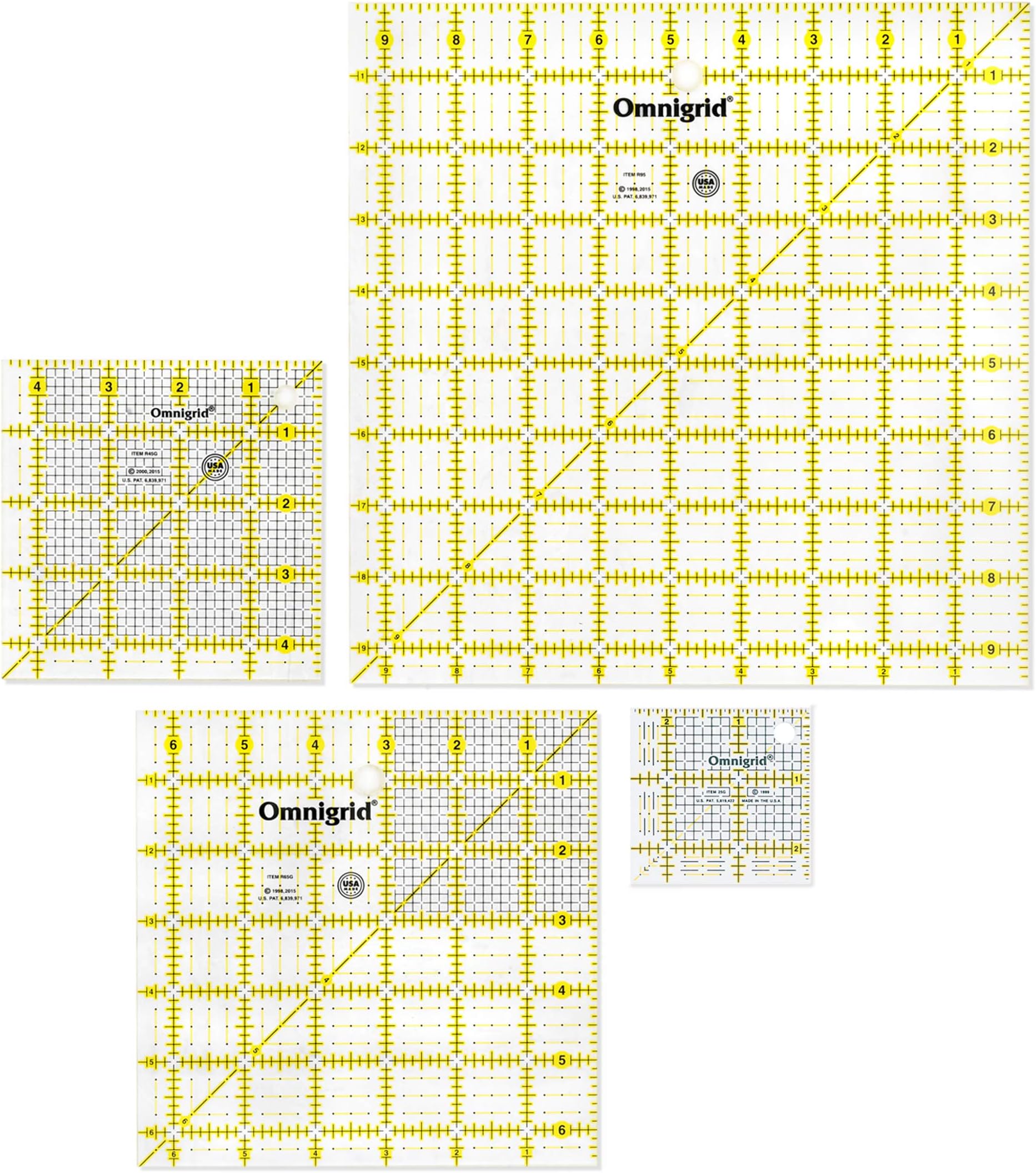 Omnigrid Square Quilting Ruler Value Pack (2-1/2", 4-1/2", 6-1/2", 9-1/2")
