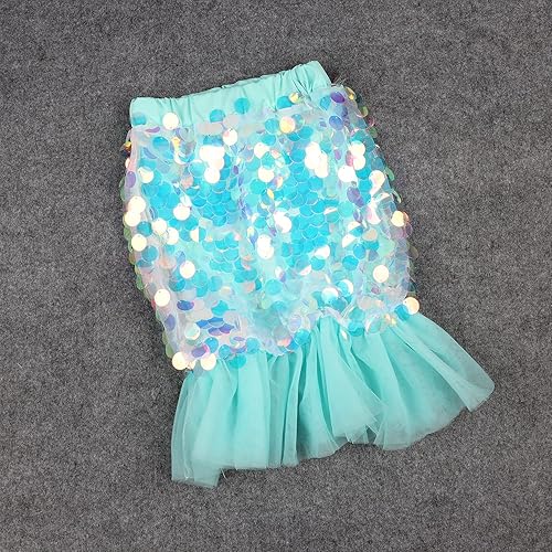 Miniatura 3 de HOOLCHEAN Falda de sirena con lentejuelas y cola de pez para niñas pequeñas