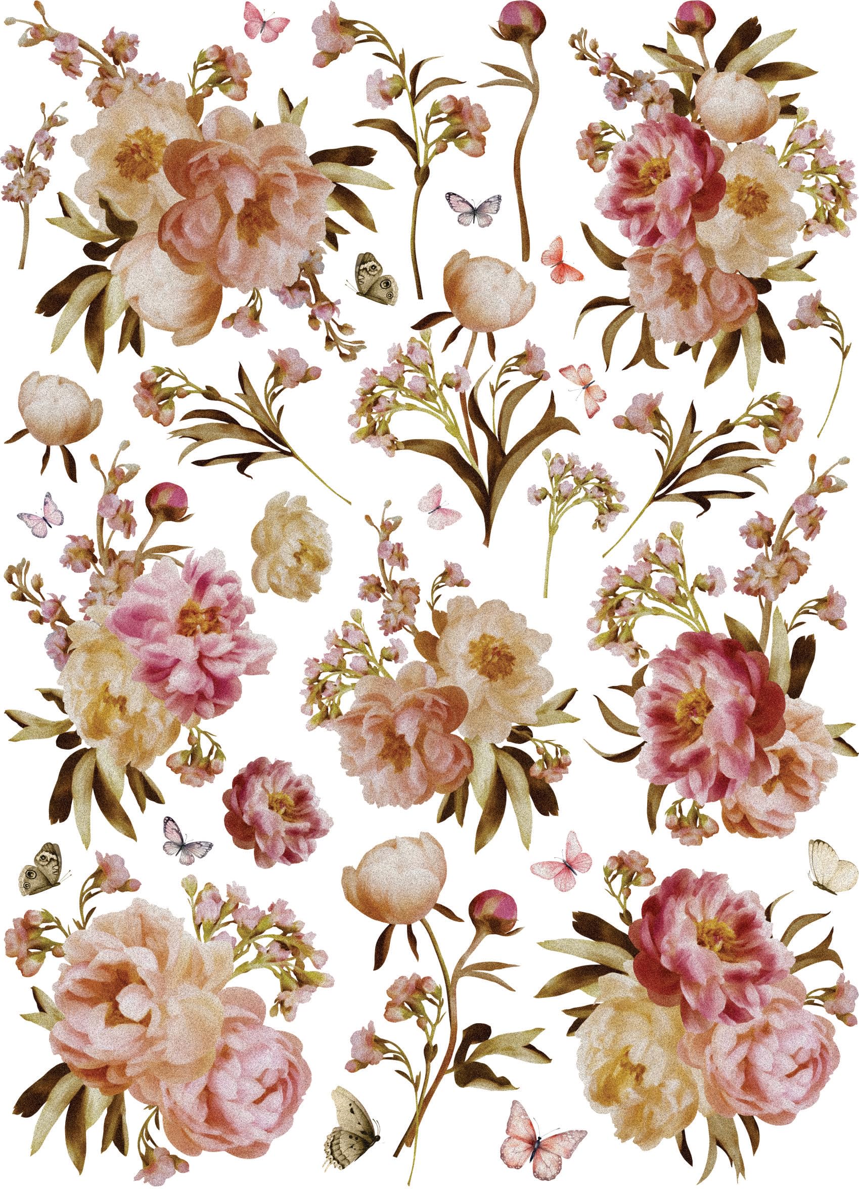 Parisian Blooms Rice Paper, 11.5 x 16 inch (1pc) - Mulberry Paper for Decoupage Furniture Print Crafts