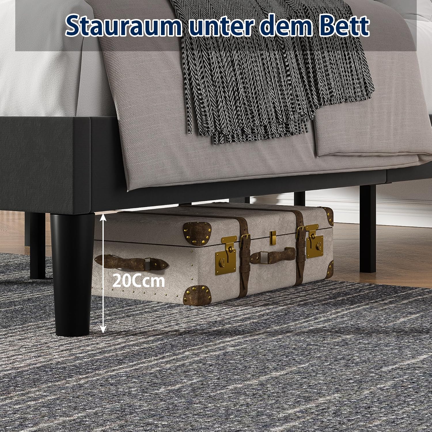 VECELO Polsterbett 90x200 cm mit Lattenrost Rückenlehne, Hautfreundlicher Samtstoff, Bett Einzelbett Jugendbett(Ohne Matratze), Legierter Stahl, Grau