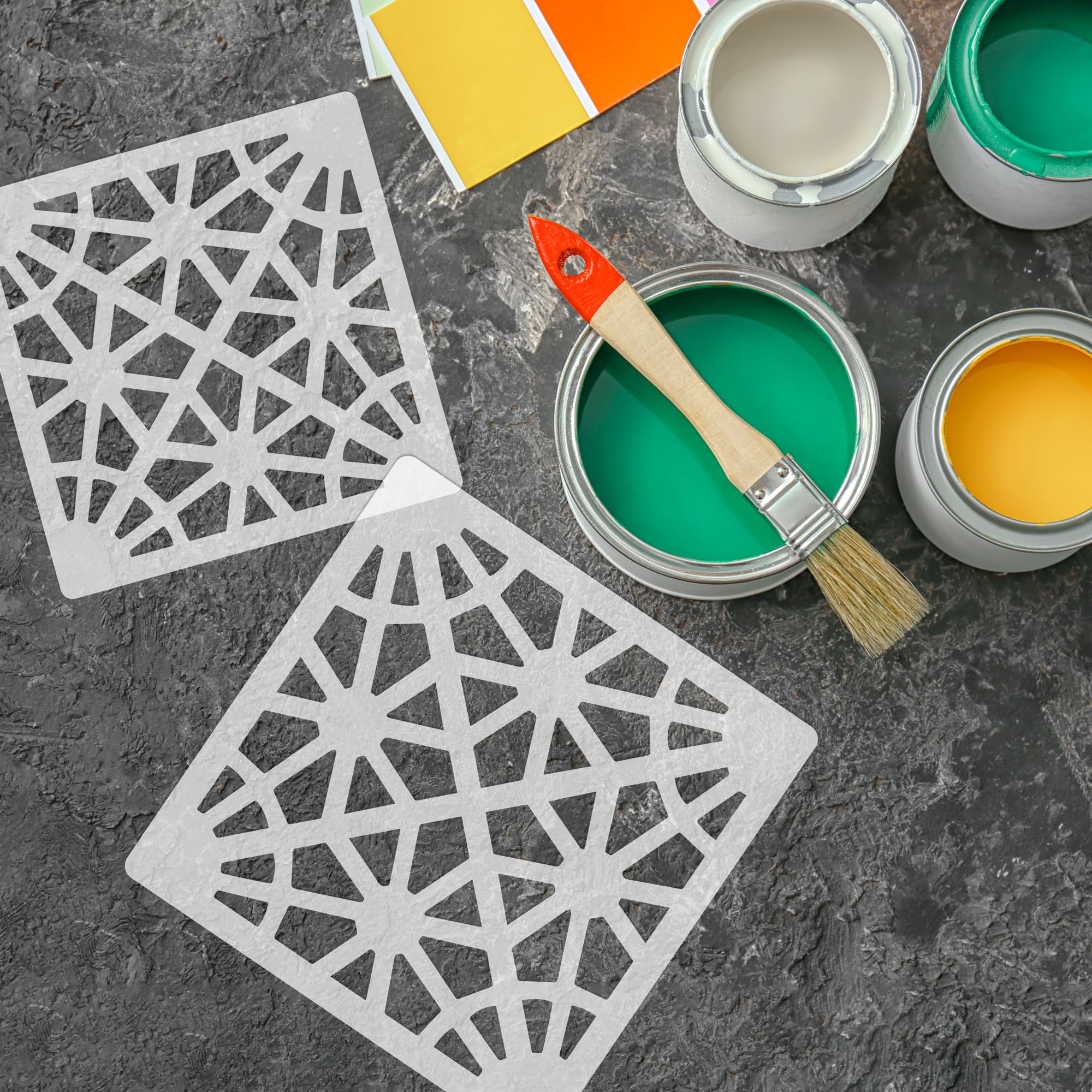 NAKLEO Tile Painting Stencil 10x10 C, Vilar Spanish Oorish Flower, image size:2000x2000