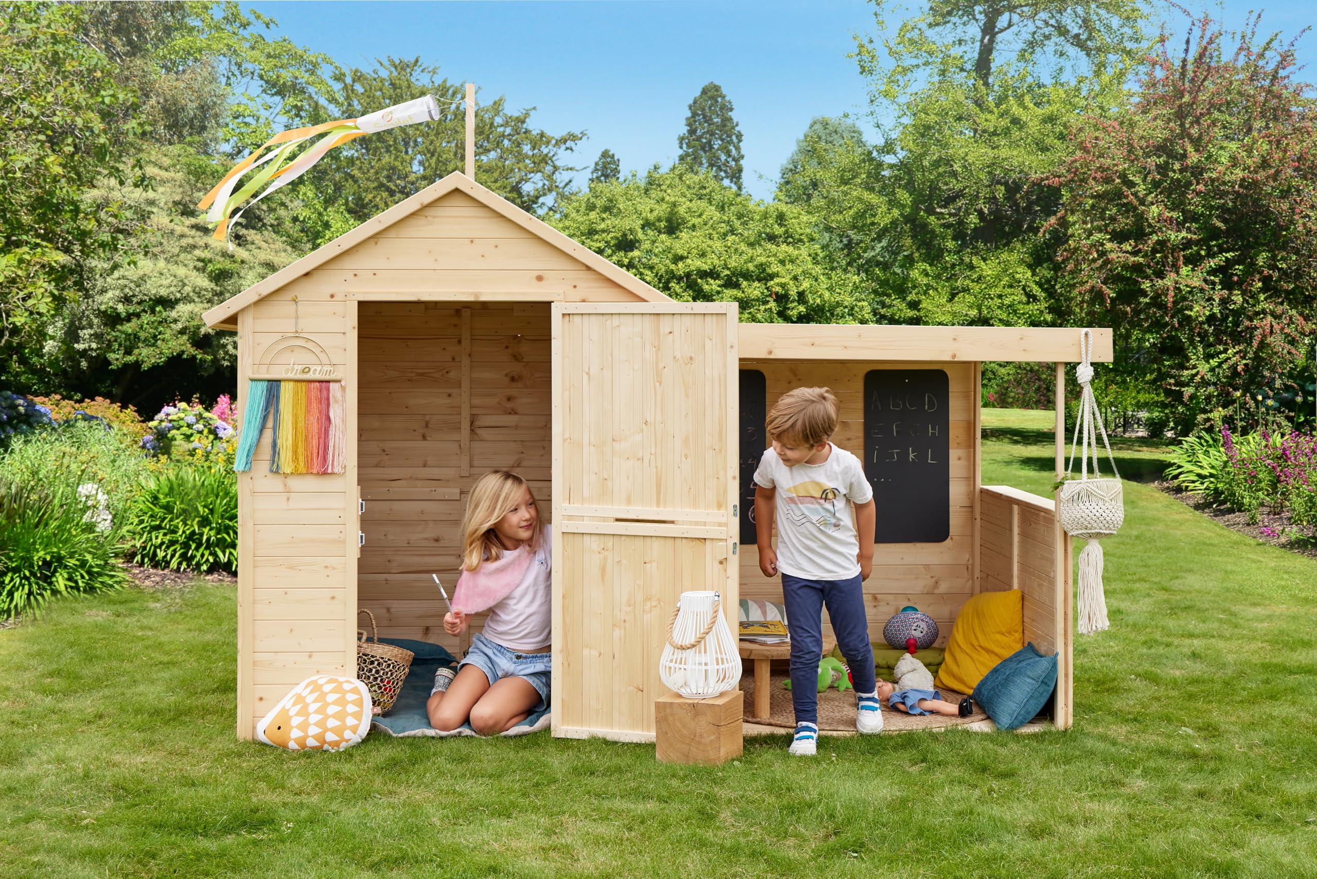 SOULET Casita de Madera Infantil Sarah 180x120x145 cm Jardín Niños Porche Cubierto