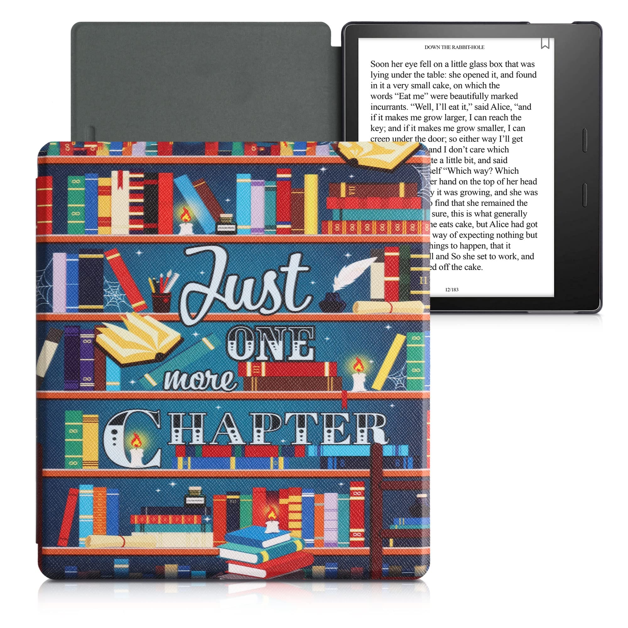 kwmobile Etui kompatybilne z Amazon Kindle Oasis 10. generacji - etui na czytnik e-booków PU - motto biblioteki wielokolorowe