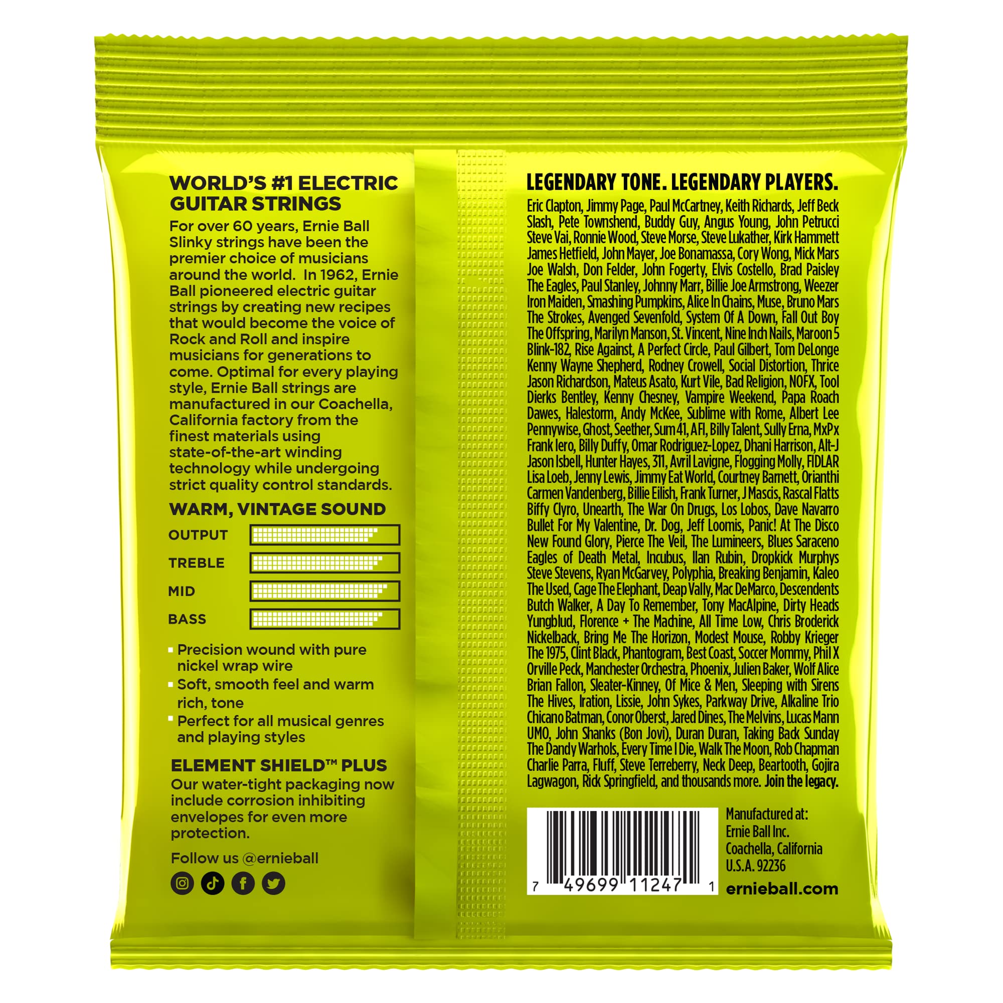 Ernie Ball, Regular Slinky Classic Rock n Roll, Corde per chitarra elettrica avvolte in puro nichel, confezione da 3, diametro 10-46