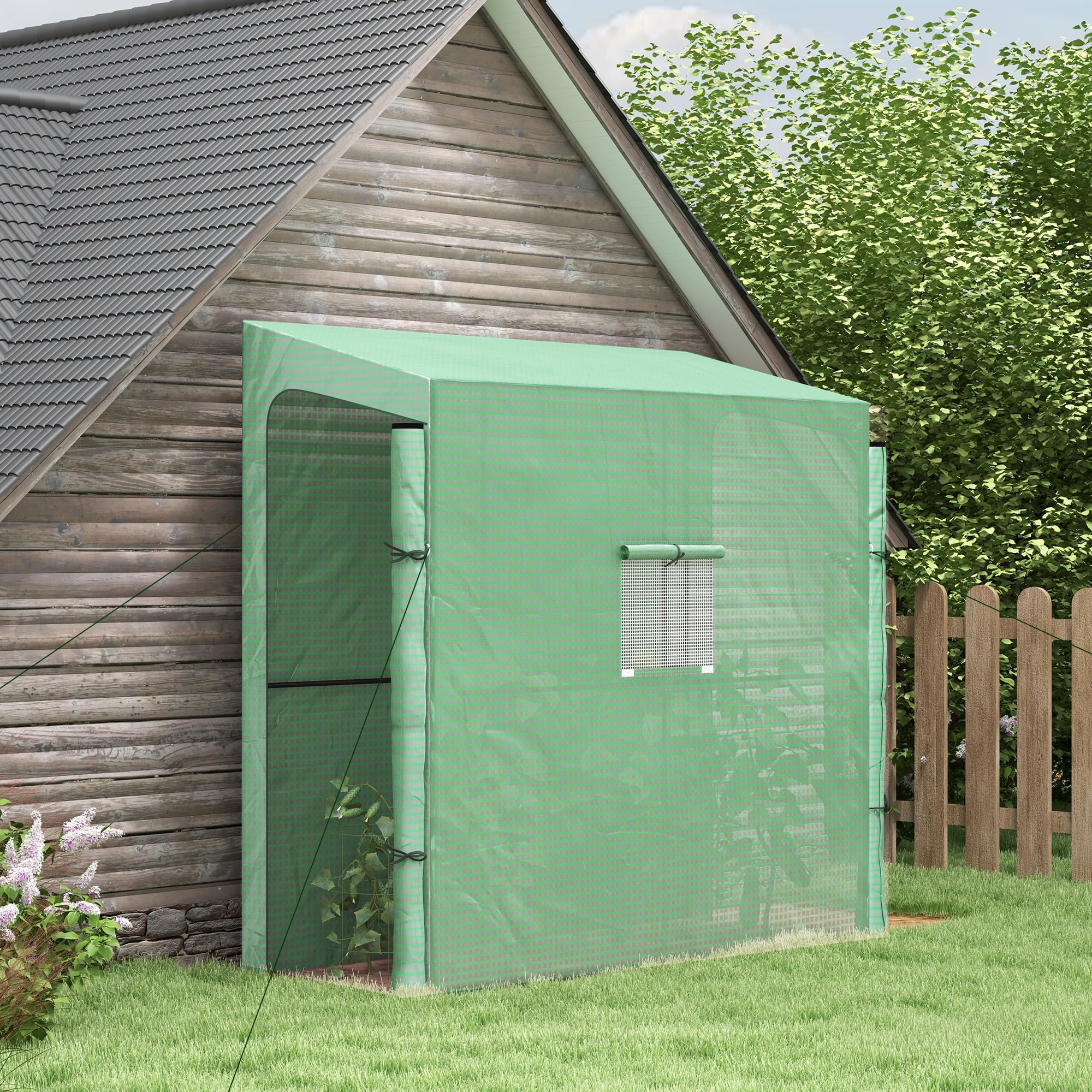 Outsunny Serre de Jardin PE Renforcée 135 g/m² 200 x 80 x 200 cm Vert