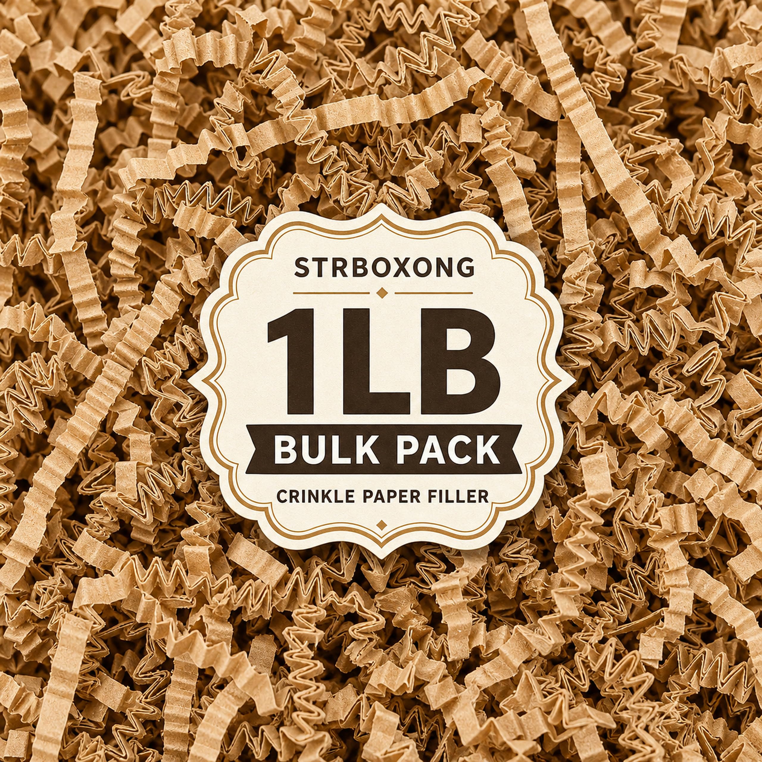 STRBOXONG 1LB (455g) Brown Shredded Tissue Paper for Packing Gift Boxes - Premium Crinkle Cut Gift Box Filling Shredded Paper, Plastic-Free Recyclable Hamper Fillers for Packaging, Crafting & Gifting