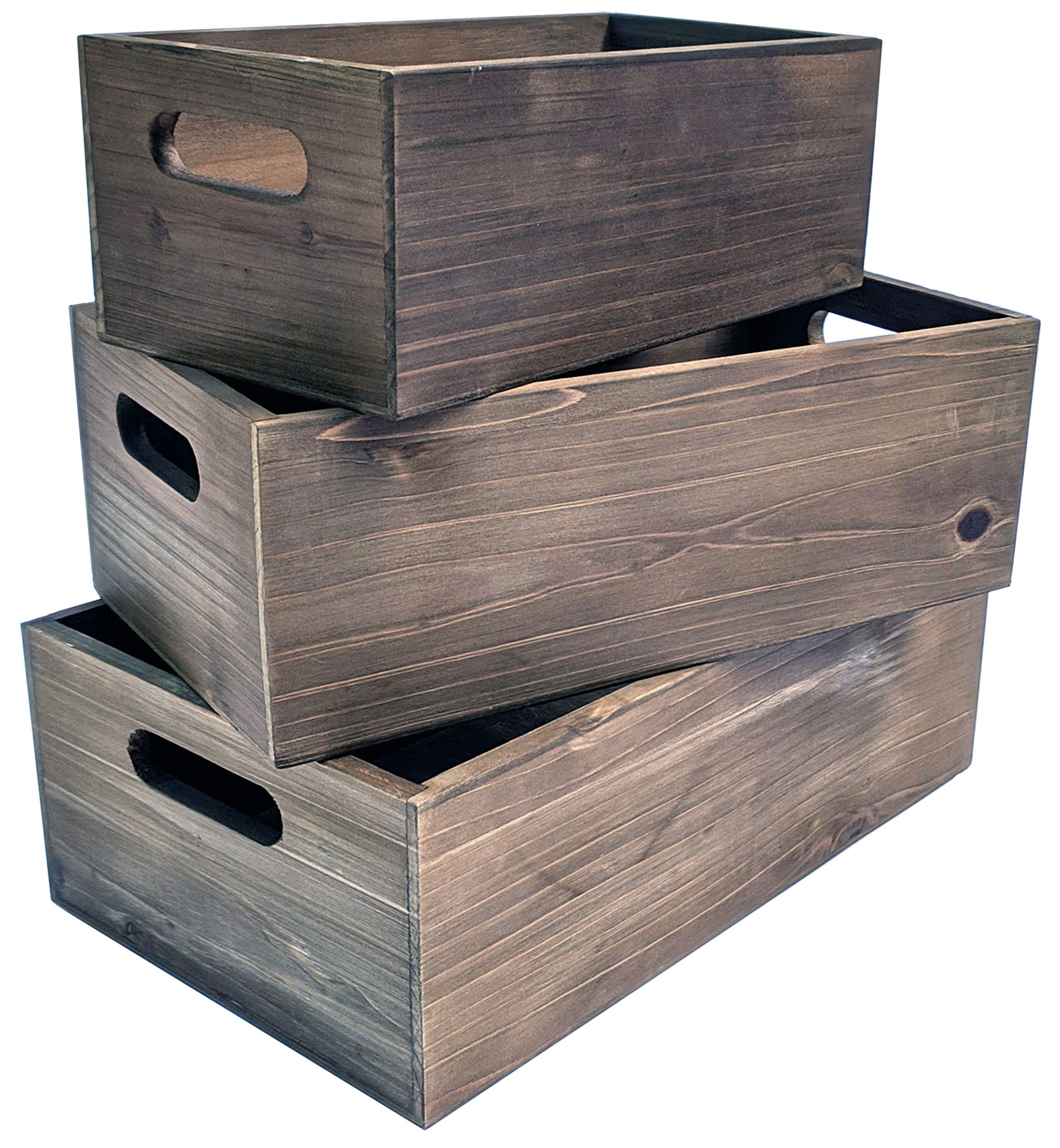 Buy Nesting Wood Storage Crates Set of 3 Decorative Craft Crates