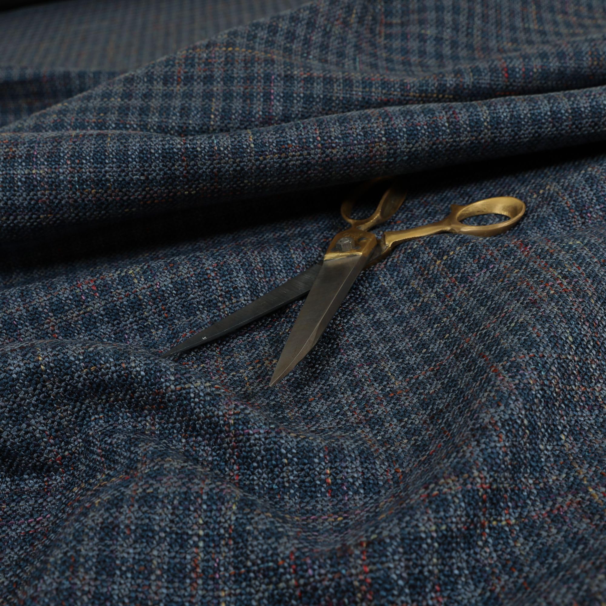 Redbrick Mill Fabrics Flame Retardant Modern Thick Durable Unique Basket Weave Blue Upholstery Furniture Fabric (Per Metre)