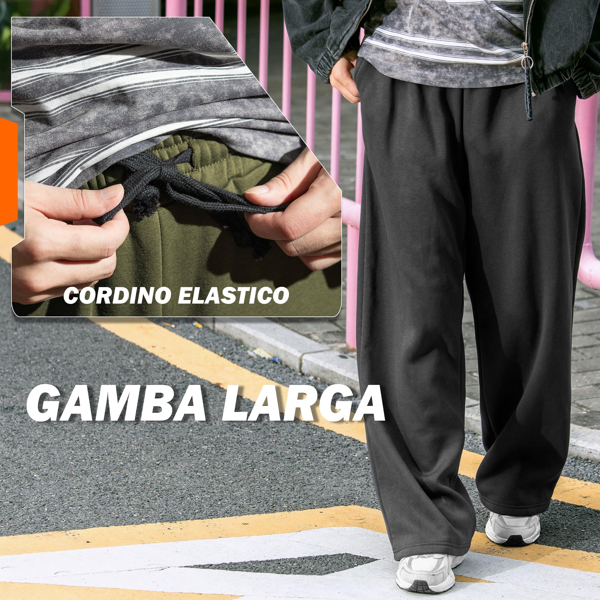 ineepor Pantaloni Tuta Uomo Invernali Baggy Felpati Pile Caldi Gamba Larga