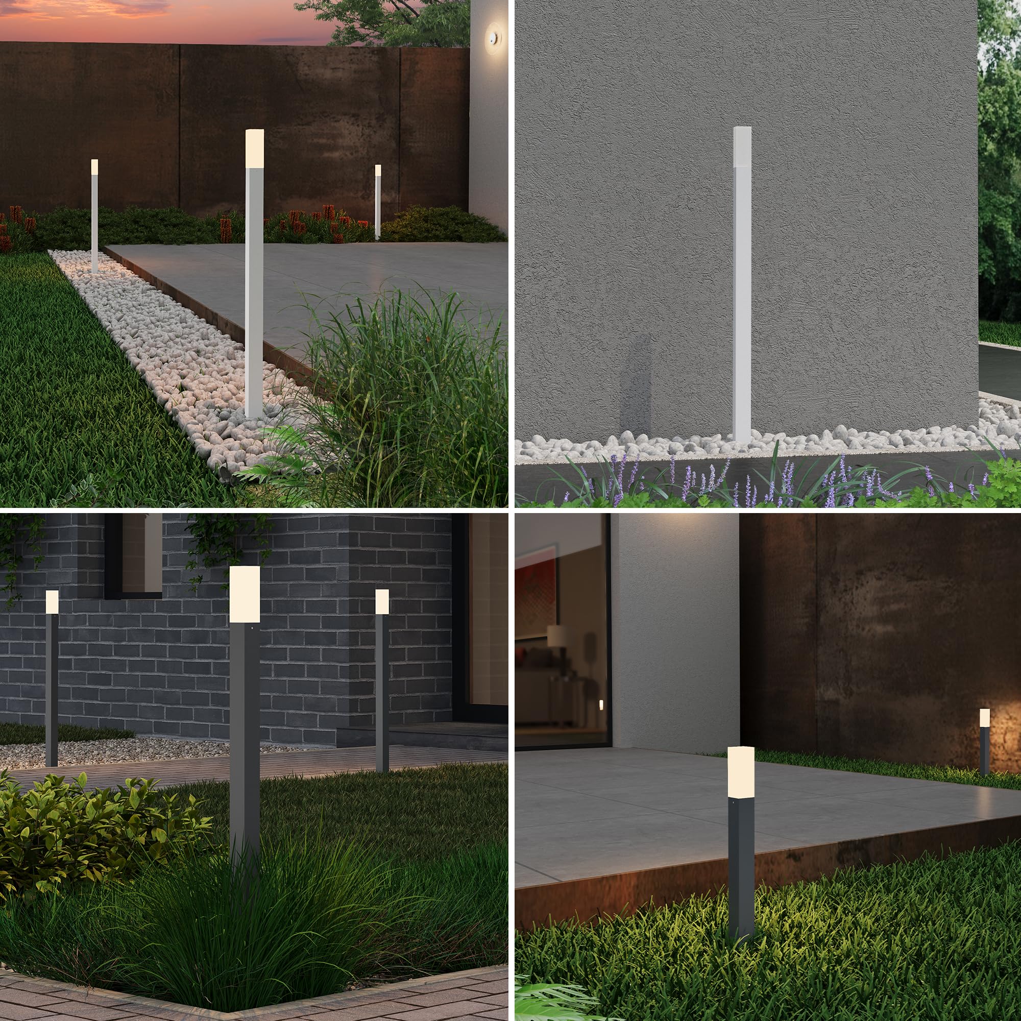 Mai & Mai Lampione da Giardino 3000K, Luminoso da Giardino IP65 Paletti Esterni Led 3.8x3.8x40.6cm in Alluminio per Giardini, Parchi, Aree Residenziali e Ingressi Deus Lumina, Sabbia bianco