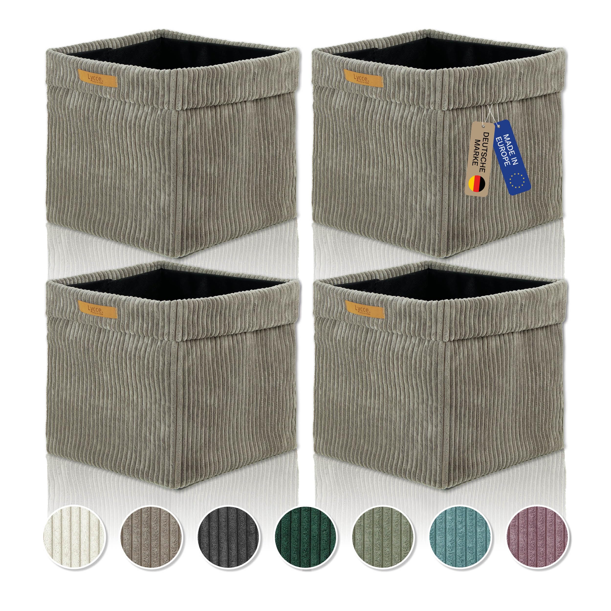 Lycce Kallax Boxen Cordstoff 4er Set, faltbar, waschbarer Cordbezug taupe