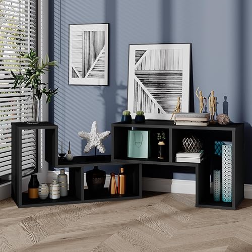 Miniatura 12 de KOTEK Soporte de TV para TV de 50, 55, 60, 65 pulgadas, organizador de estantería de combinación gratuita, mesa consola de TV con estantes de