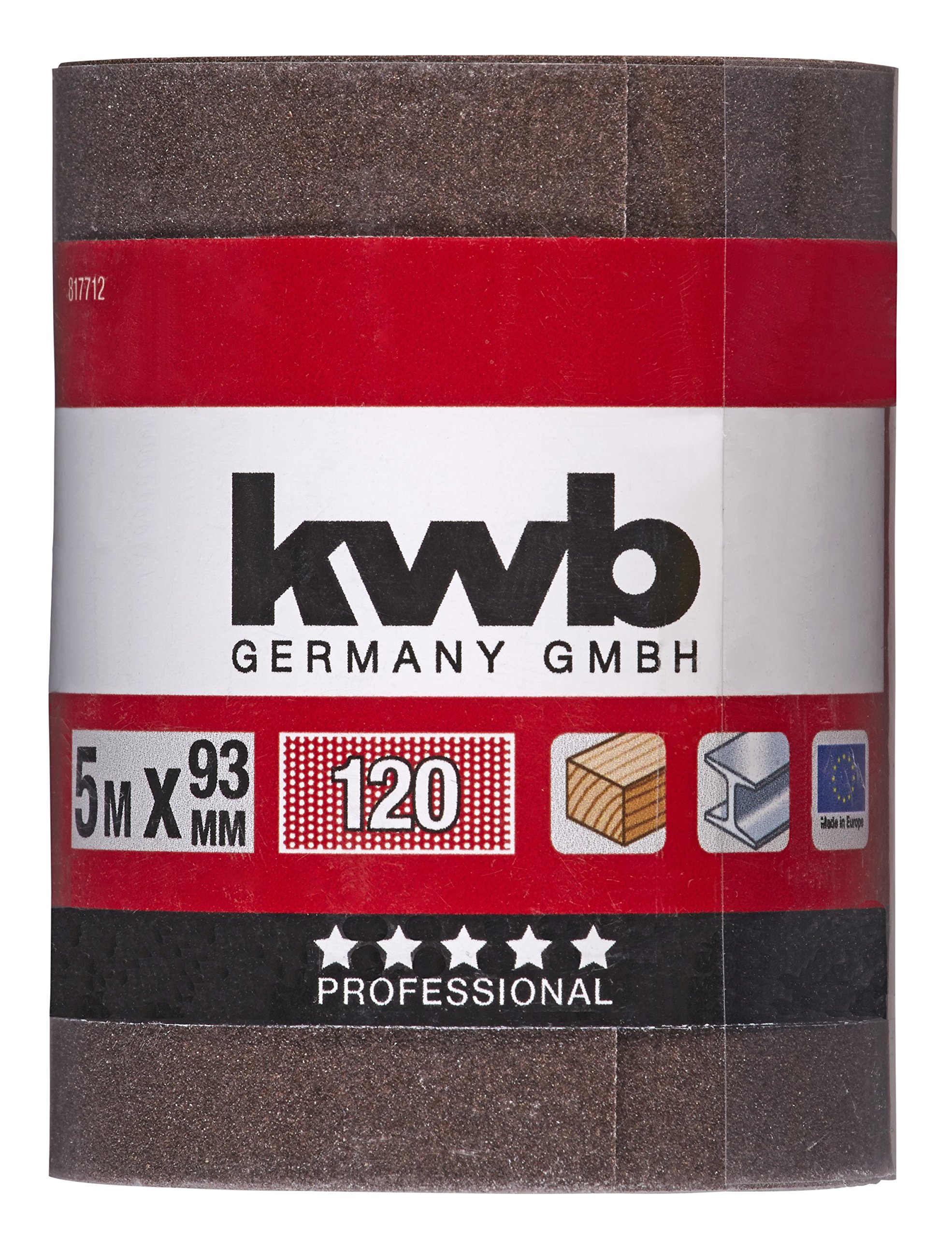 kwb Rouleau abrasif corindon 5 m x 93 mm grain 120 pour ponçage bois métal