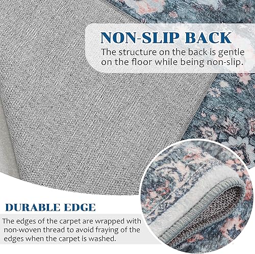 Miniatura 4 de Alfombras de área de 6 x 9 pies, alfombra bohemia lavable, alfombra antideslizante para sala de estar, dormitorio, cocina, alfombra suave de pelo