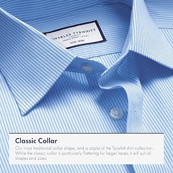 Charles Tyrwhitt Checked Shirts for Men - Non Iron with 100% Cotton Twill - Formal Dress Shirt for Work, Business & Weddings