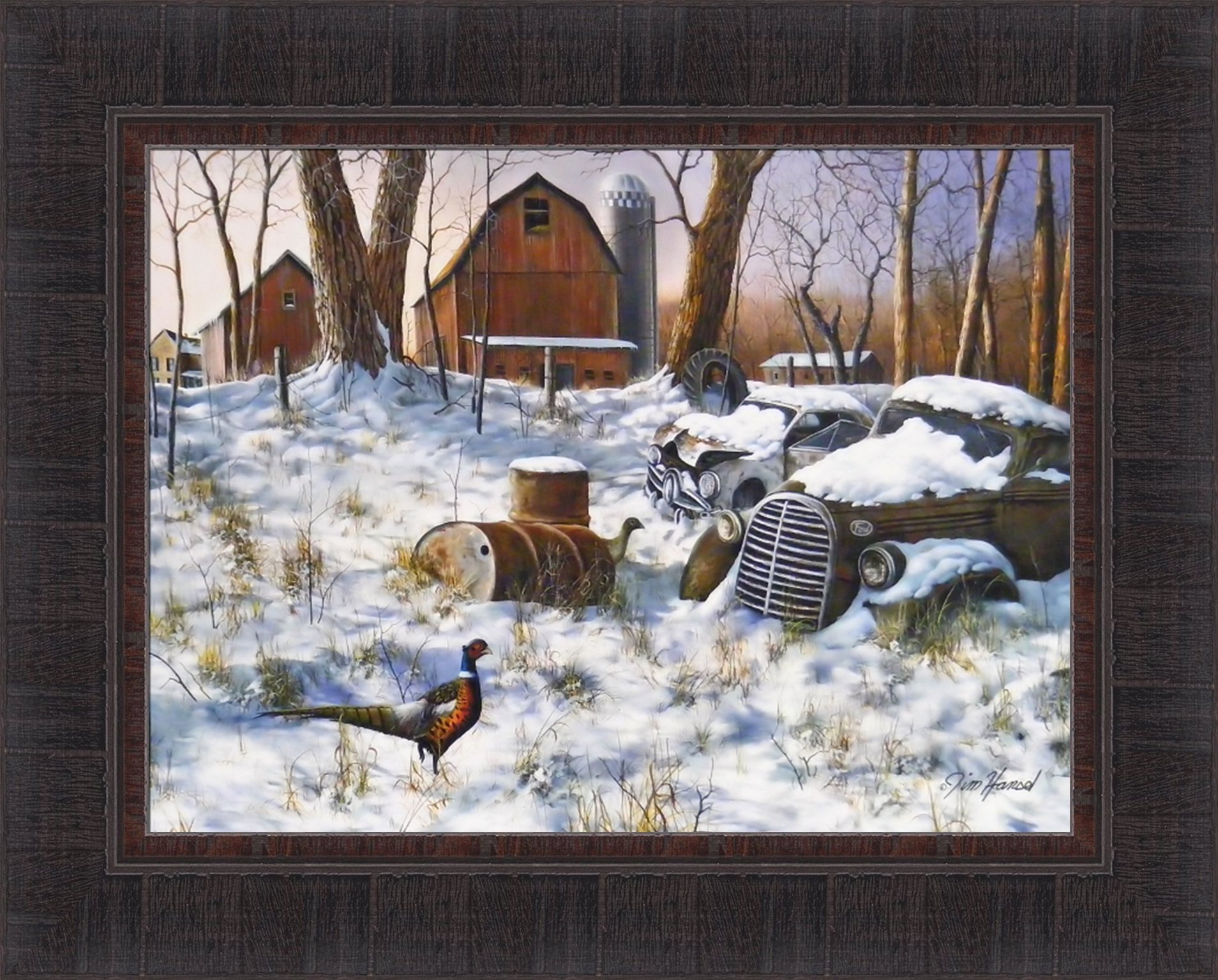Amazon.com: Winter Haven by Jim Hansel 17x21 Pheasant Barn Old