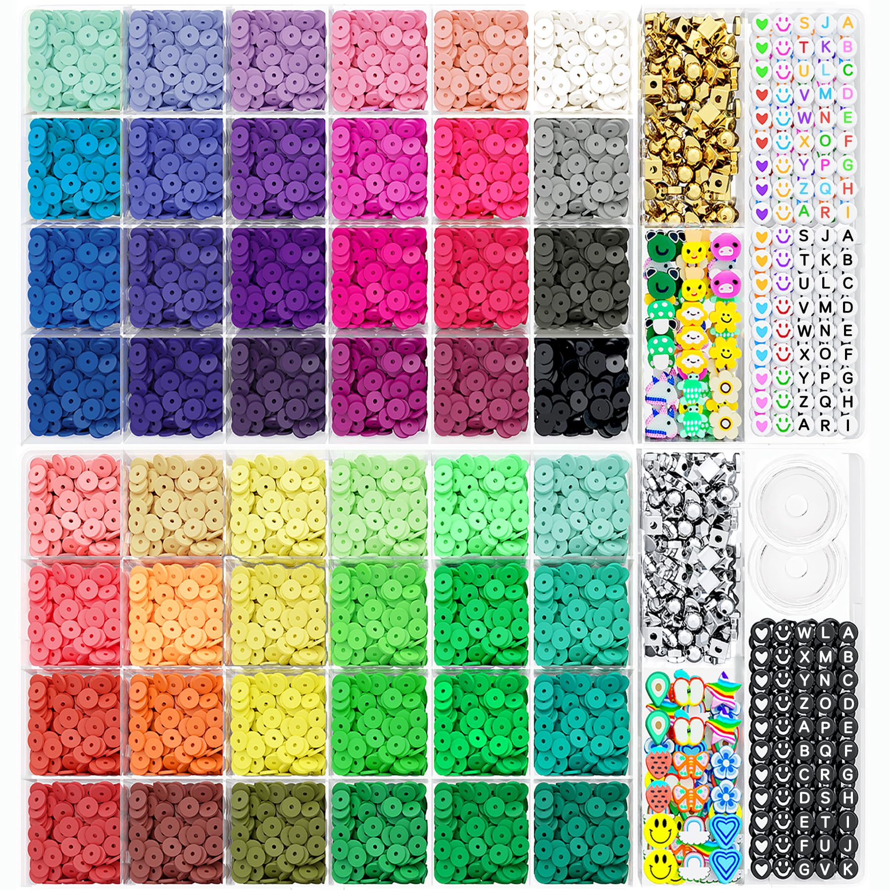 Perles à Bracelet LUOBITO 10800 Pièces - Kit DIY 48 Couleurs Avec Lettres Et Symboles
