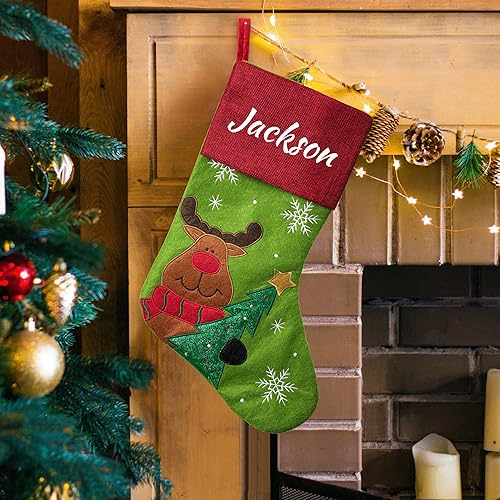 Miniatura 8 de Medias de Navidad personalizadas con nombres para decoración de Navidad, adornos de Papá Noel