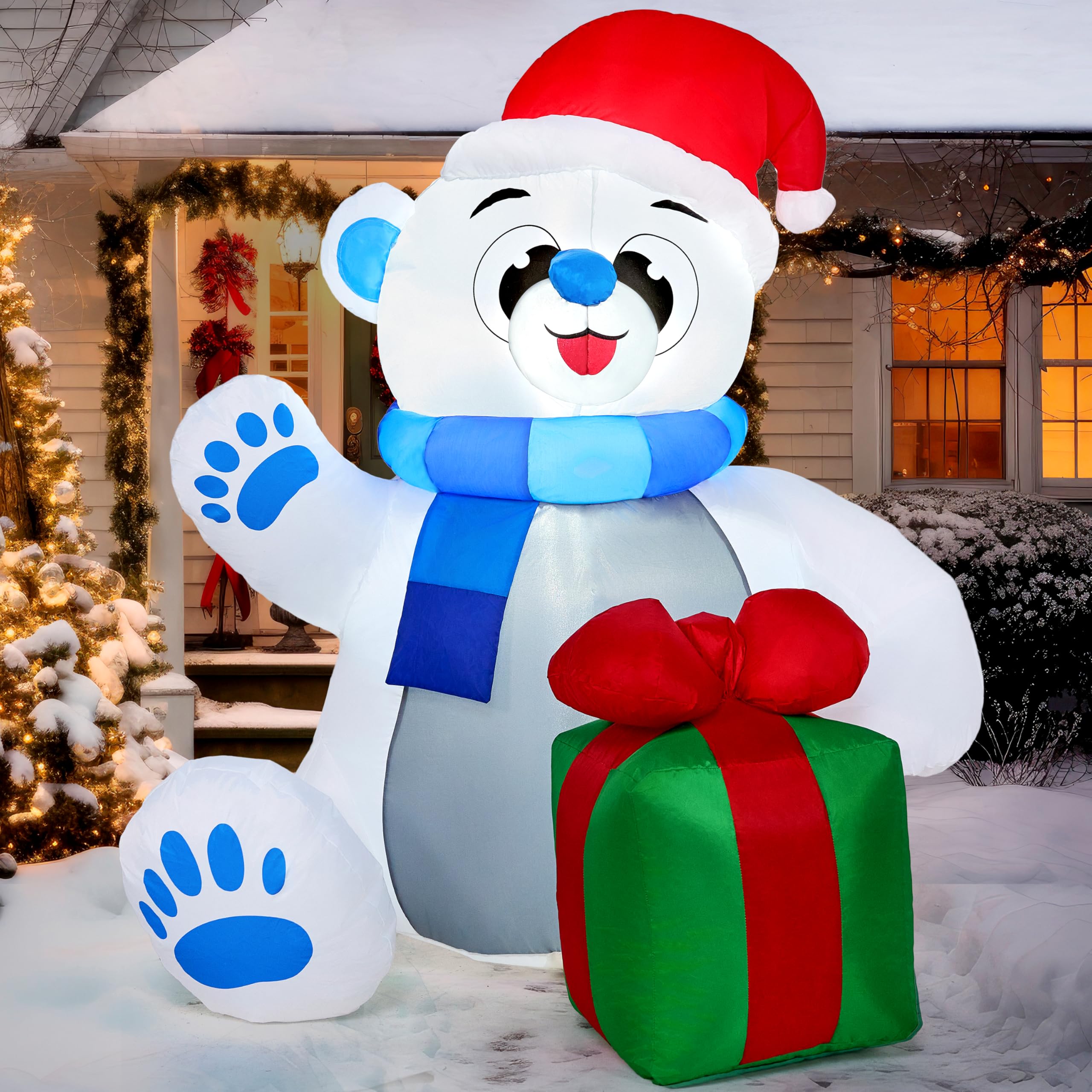 Ours polaire géant gonflable Joiedomi de 1,2 m idéal pour fête de Noël extérieure
