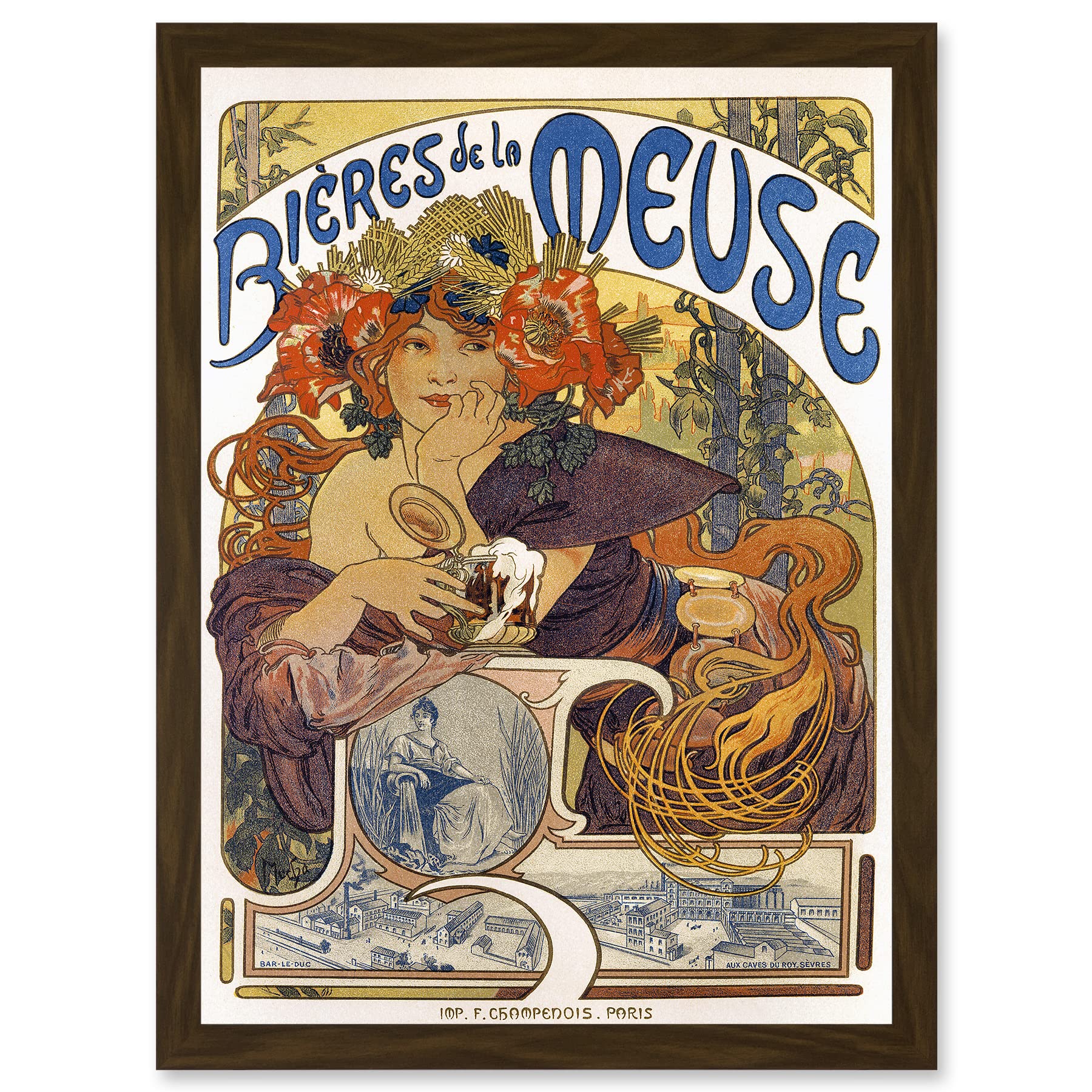 Wee Blue Coo Beer Of The Meuse Paris France Vintage A4 Artwork Framed Wall Art Print