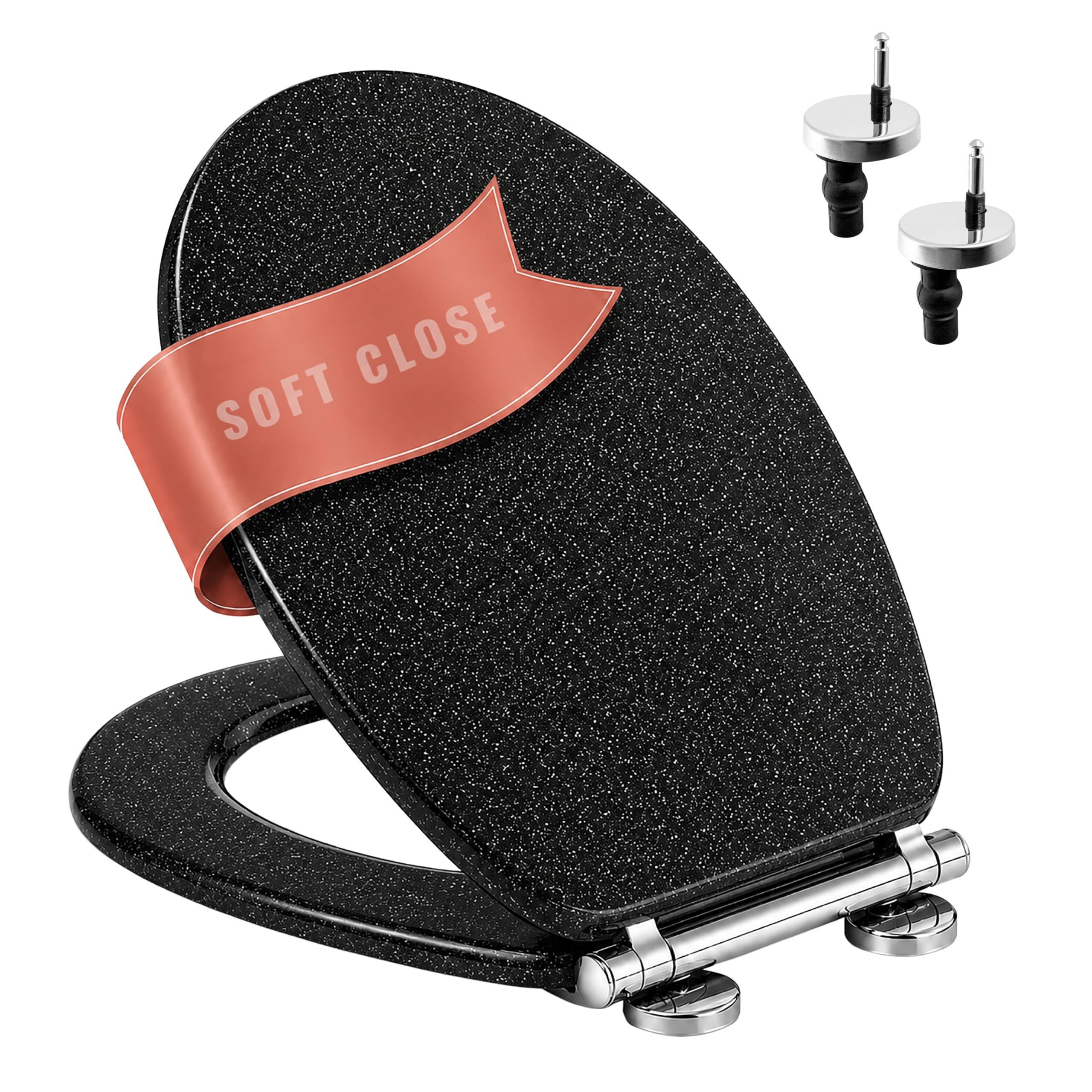 Black Glitter Soft Close MDF Toilet Seat Quick Release