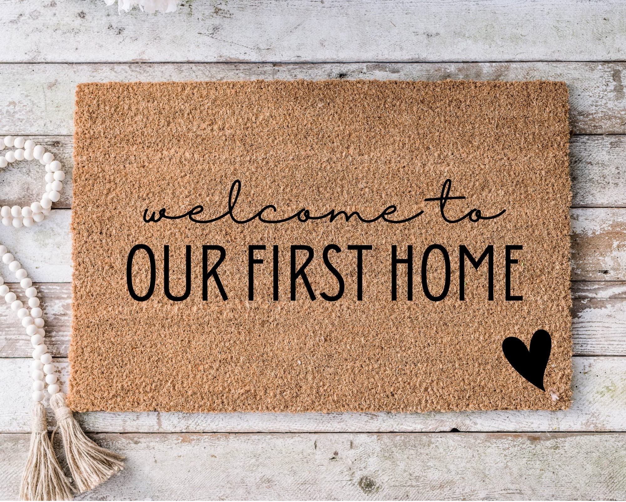 Ensound Our First Home Doormat Welcome Doormat Absorbent Non-Slip Floor Mat Bathroom Mat 24x16 Inch