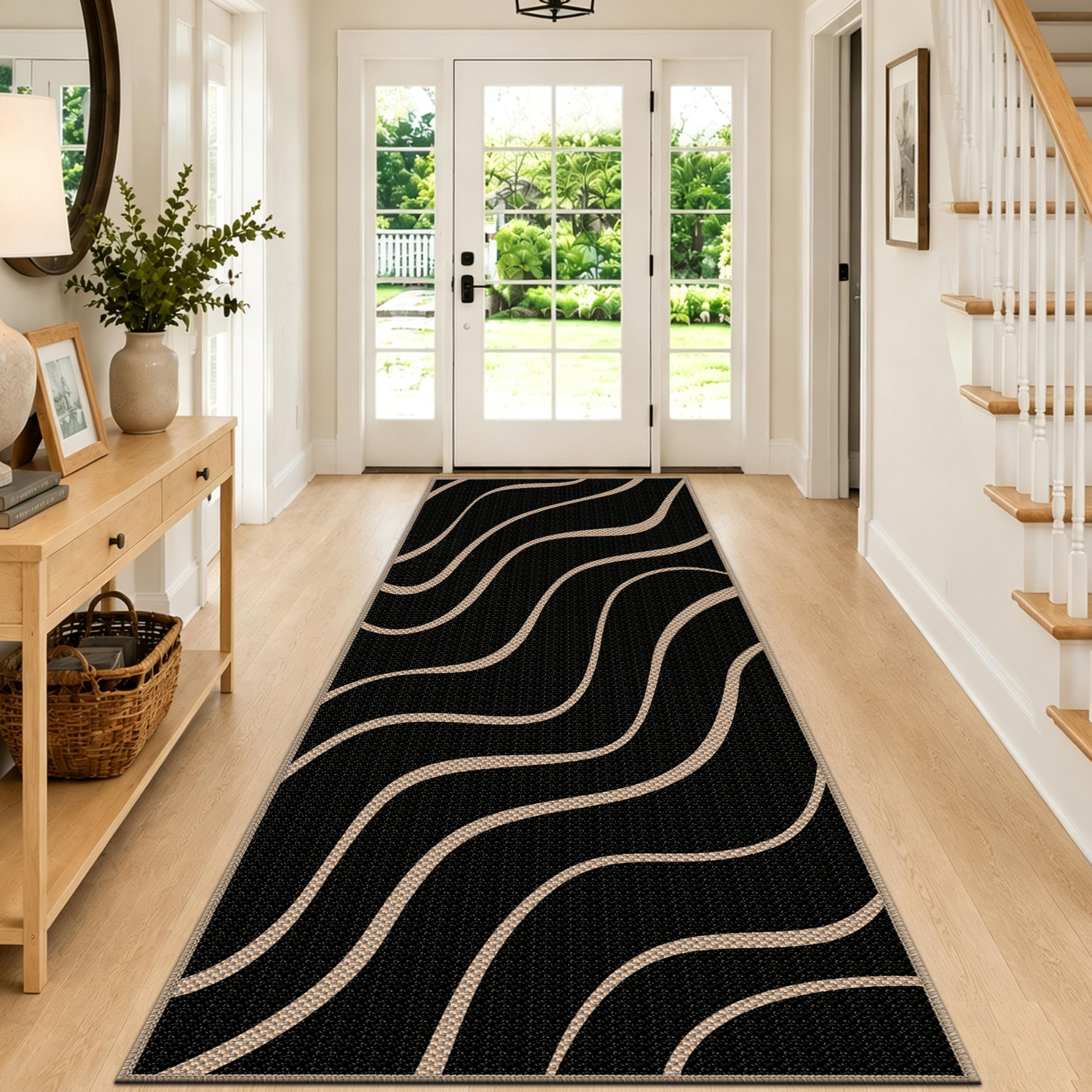Capslpad Dywan, bieżnik na korytarz, 80 x 300 cm, antypoślizgowy, nadaje się do prania, długi dywan, nowoczesny wygląd juty, dywan kuchenny do wejścia, salonu, korytarza i kuchni