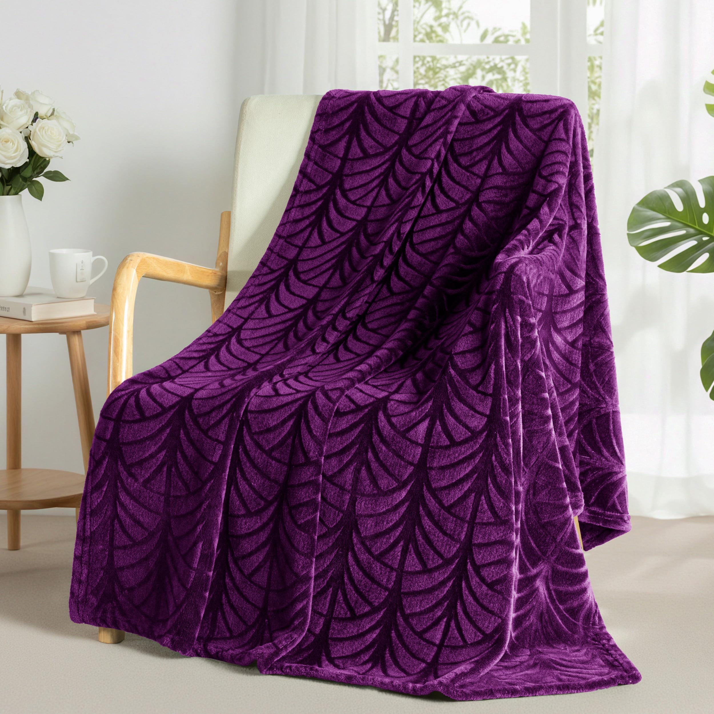 hale Flotilla Kuscheldecke Decke mit Blätter Muster, Warme Tagesdecke Wohndecke -Superweiche und Kuschelige Flanell-Decke