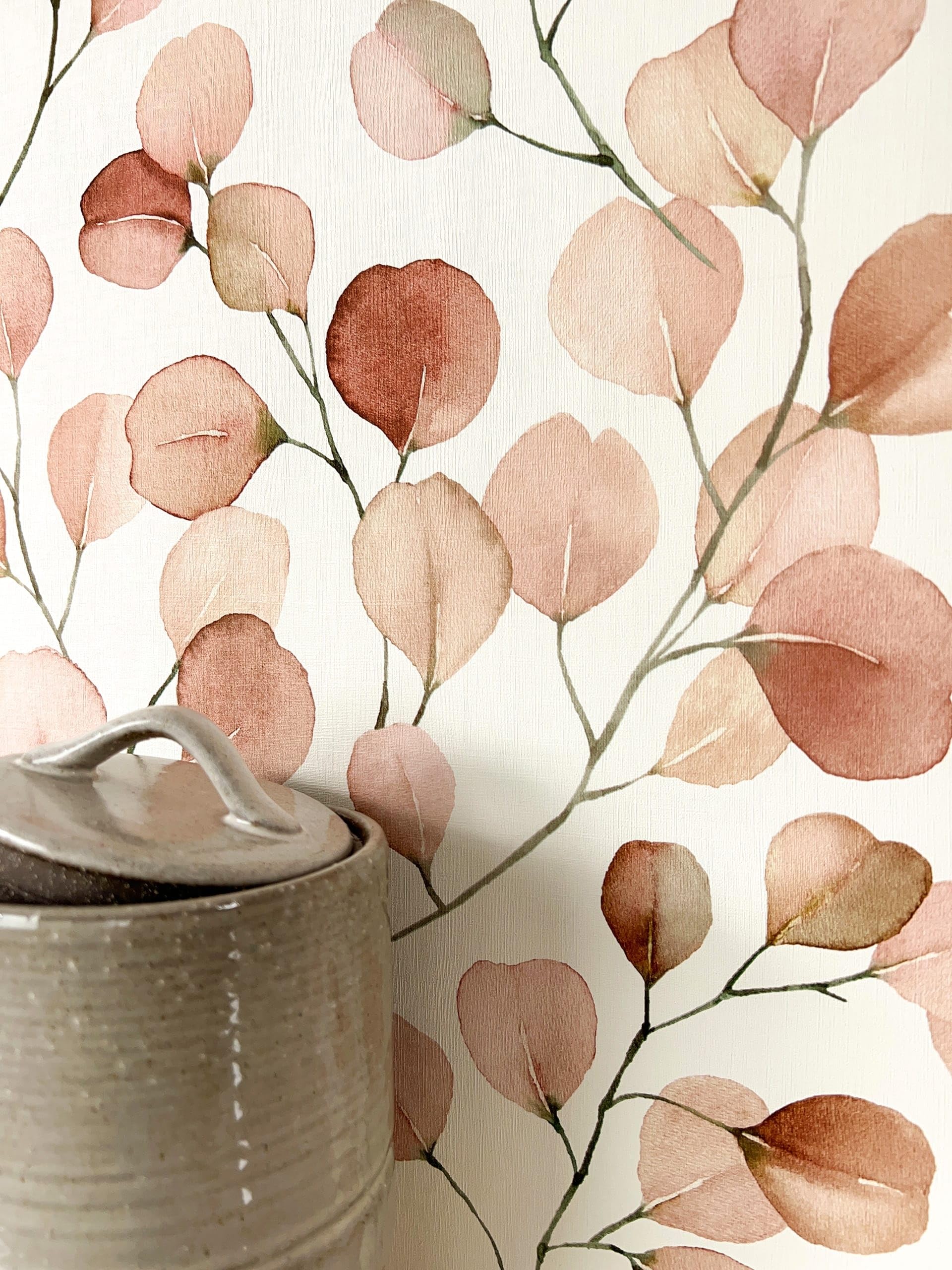 Newroom Tapete Vliestapete Rot Eukalyptus Floral Romantisch Aquarell
