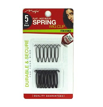 Magic Collection 5 pieces Black Flat Spring Wig Clip SWC5