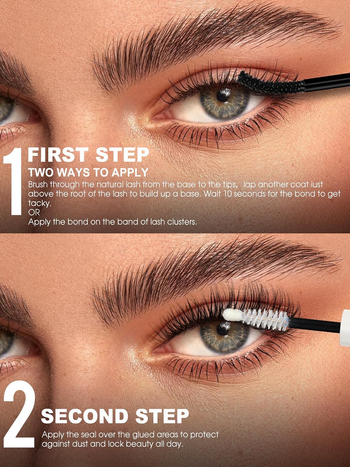 150H Super Strong Hold Lash Glue Bond and Seal Waterproof Long-Lasting for Lash Cluster Eyelash Extensions Kit DIY Self Adhesive Eye Lash Glue Black Bonder & Clear Sealant with Remover
