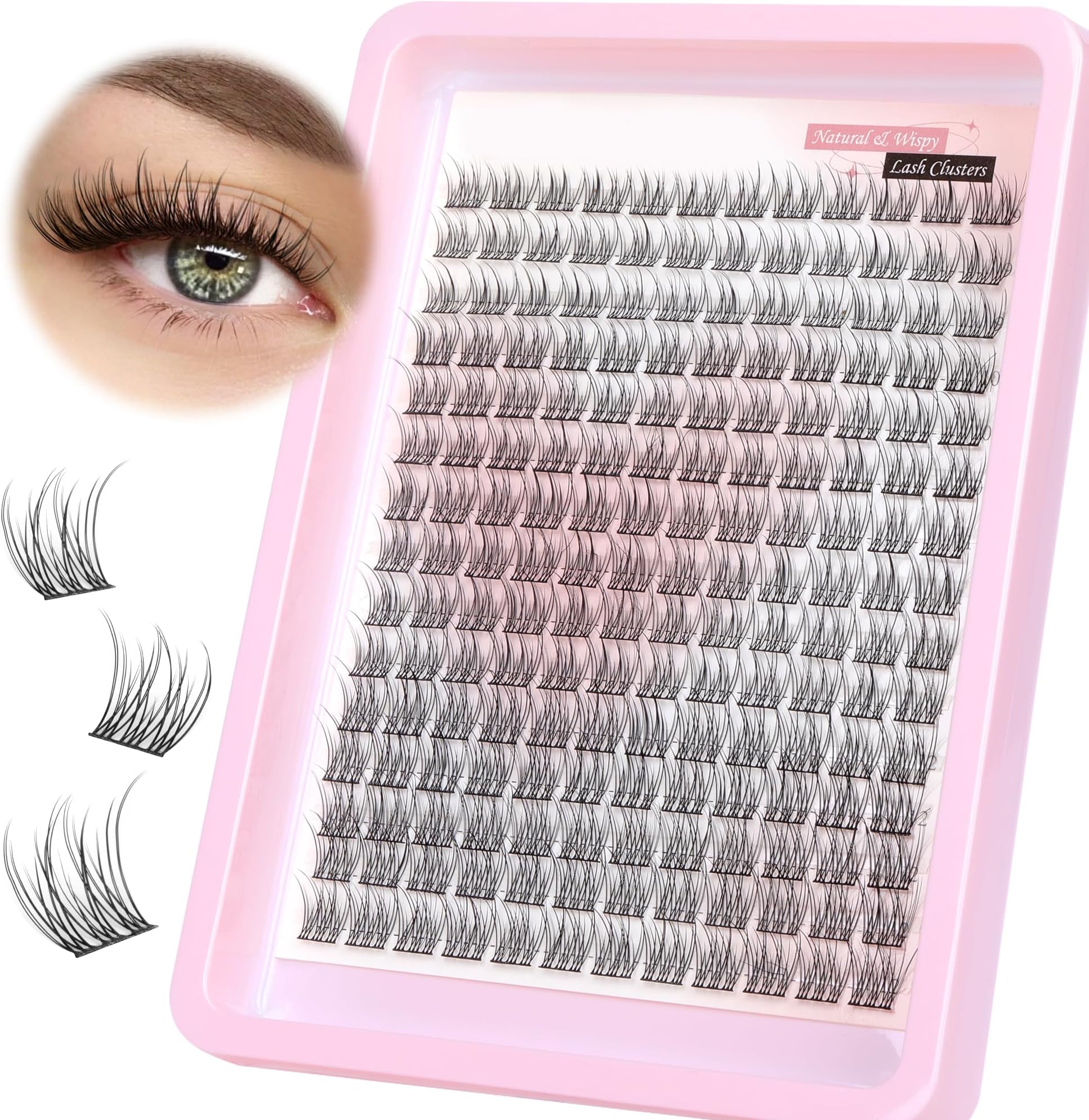 Wispy Cluster Lashes Natural Individual Eyelashes 180Pcs 9-12MM Lashes Individual Cluster Short Wispy C Curl Eyelash Clusters 9-12MM Super Thin Band Eyelashes